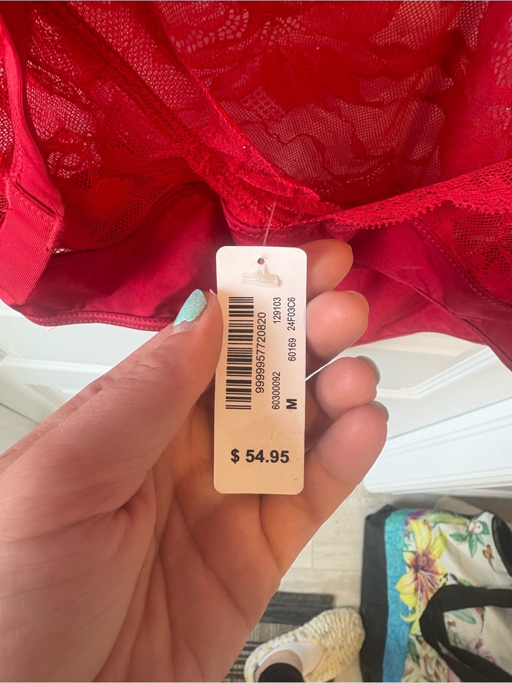 La Vie En Rose Red Lace Sheer Long-Sleeve Bodysuit - Picture 11 of 12